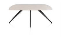 XOOON SALUTI ronde tafel EETKAMERTAFEL OVAAL 180 X 105 CM. - 4-POOTJES - ROUGH OFF BLACK Light Sand