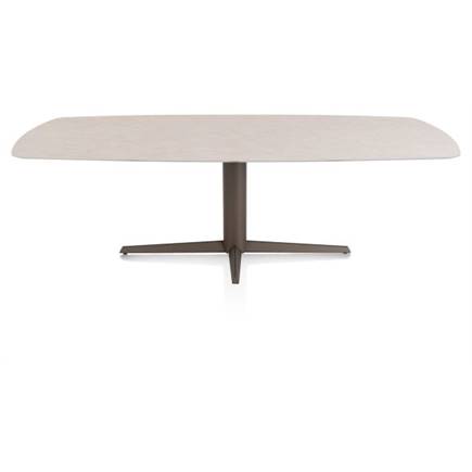 XOOON EETKAMERTAFEL OVAAL 240 X 110 CM. - CENTRALE POOT - STEELBROWN Light Sand
