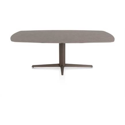 XOOON EETKAMERTAFEL OVAAL 210 X 105 CM. - CENTRALE POOT - STEELBROWN Lava