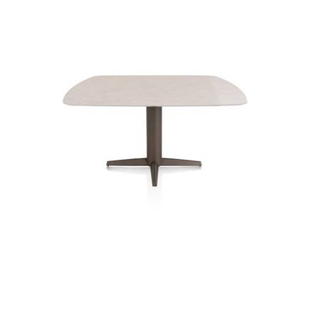 XOOON EETKAMERTAFEL OVAAL 150 X 105 CM. - CENTRALE POOT - STEELBROWN Light Sand