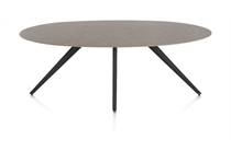 XOOON SALUTI eetkamertafel ELLIPS 210 X 105 CM. - 4-POOTJES - ROUGH OFF BLACK Lava