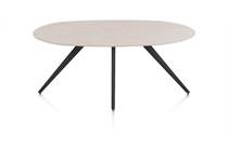 XOOON SALUTI eetkamertafel ELLIPS 180 X 105 CM. - 4-POOTJES - ROUGH OFF BLACK Light Sand