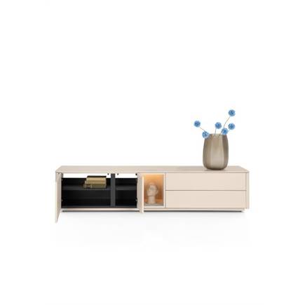 XOOON Lowboard 210 cm. - 2-deuren + 2-laden + 1-niche - mdf gelakt Creme