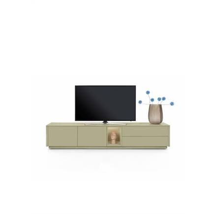 XOOON Lowboard 240 cm. - 2-deuren + 2-laden + 1-niche - mdf gelakt Olijf