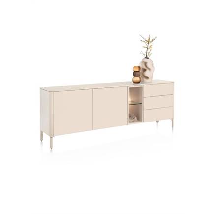 XOOON 210 cm. - 2-deuren + 3-laden + 2-niches Creme