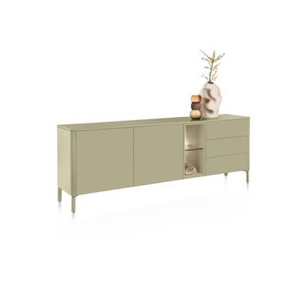 XOOON 210 cm. - 2-deuren + 3-laden + 2-niches Olijf