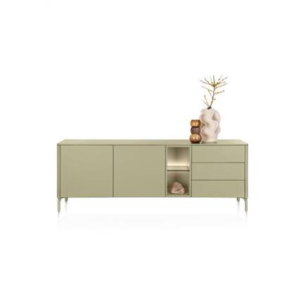 XOOON 210 cm. - 2-deuren + 3-laden + 2-niches Olijf