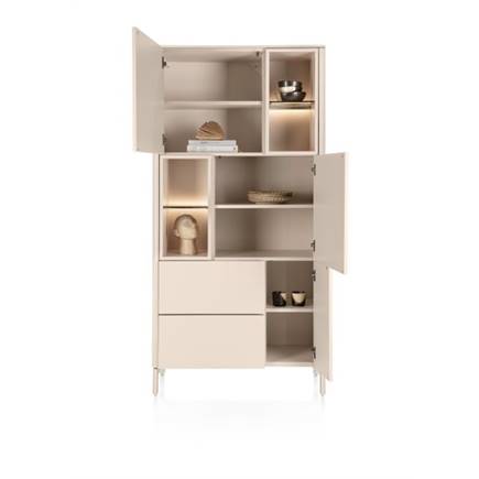 XOOON 95 cm. - 3-deuren + 2-laden + 4-niches Creme