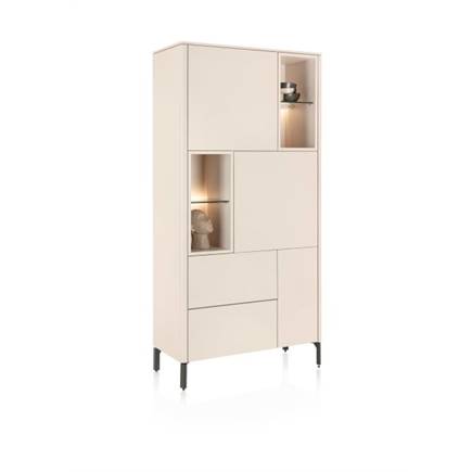 XOOON 95 cm. - 3-deuren + 2-laden + 4-niches Creme