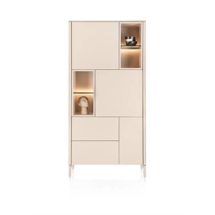 XOOON 95 cm. - 3-deuren + 2-laden + 4-niches Creme