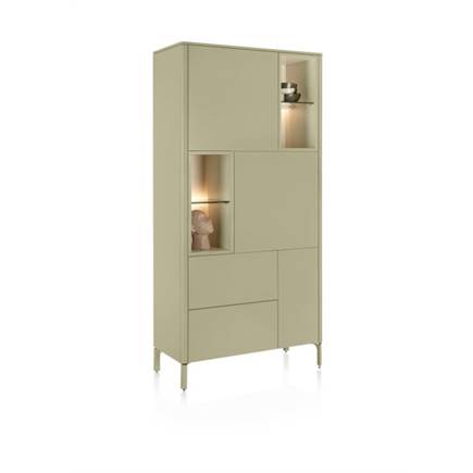 XOOON 95 cm. - 3-deuren + 2-laden + 4-niches Olijf