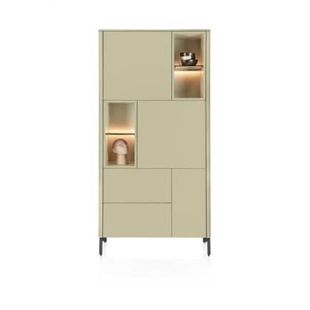 XOOON 95 cm. - 3-deuren + 2-laden + 4-niches Olijf