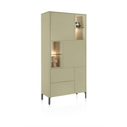 XOOON 95 cm. - 3-deuren + 2-laden + 4-niches Olijf