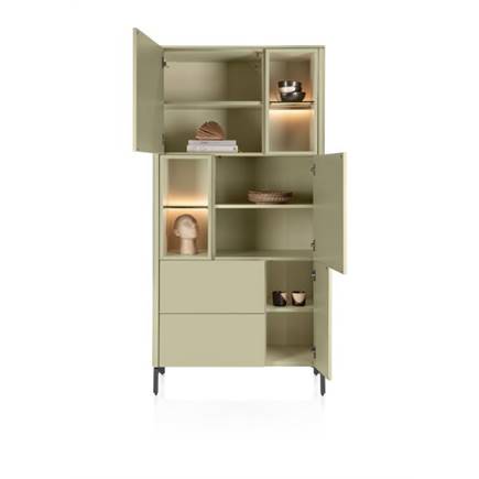 XOOON 95 cm. - 3-deuren + 2-laden + 4-niches Olijf