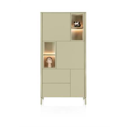 XOOON 95 cm. - 3-deuren + 2-laden + 4-niches Olijf