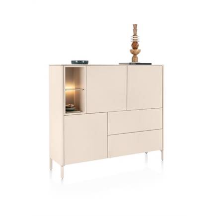 XOOON Dressette 153 cm. - 3-deuren + 2-laden + 2-niches Creme