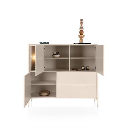 XOOON Dressette 153 cm. - 3-deuren + 2-laden + 2-niches Creme