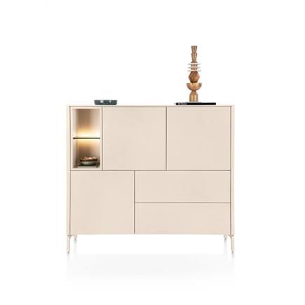 XOOON Dressette 153 cm. - 3-deuren + 2-laden + 2-niches Creme