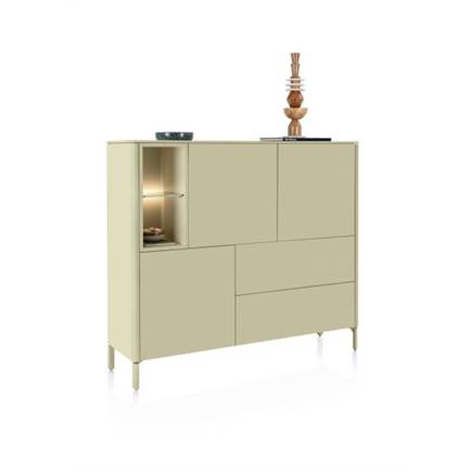 XOOON Dressette 153 cm. - 3-deuren + 2-laden + 2-niches Olijf