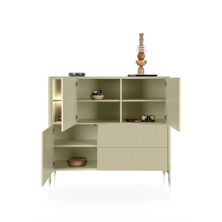 XOOON Dressette 153 cm. - 3-deuren + 2-laden + 2-niches Olijf