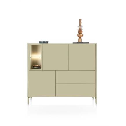 XOOON Dressette 153 cm. - 3-deuren + 2-laden + 2-niches Olijf