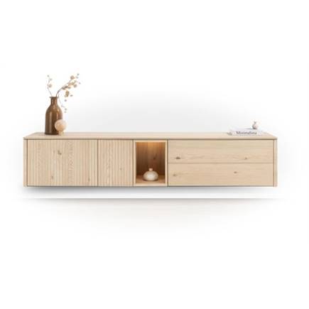 XOOON lowboard 210 cm - 2-deuren + 2-laden + 1-niche Natural