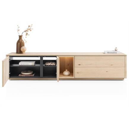 XOOON lowboard 210 cm - 2-deuren + 2-laden + 1-niche Natural