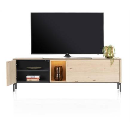 XOOON lowboard 180 cm - 1-deur + 2-laden + 1-niche Natural