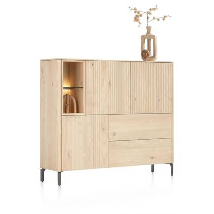 XOOON dressette 153 cm - 3-deuren + 2-laden + 2-niches Natural