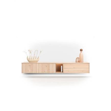 XOOON Lowboard 270 cm. - 2-deuren + 2-laden + 1-niche Natural