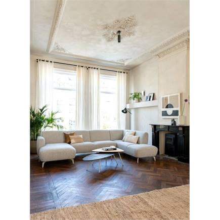 XOOON 2.5-zits arm links+longchair rechts - poot 16 cm. silk grey + pocket - brioni