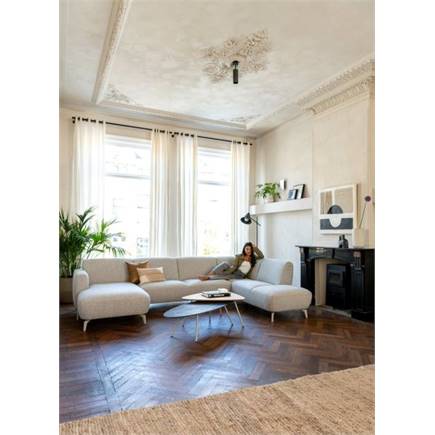 XOOON 2.5-zits arm links+ottomane big rechts - poot 16 cm. silk grey + pocket - brioni