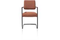 XOOON ZENO eetkamer fauteuil ronde buis swing ROB - stof Malmo - boucle Koper