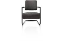 XOOON ZENO fauteuil ronde buis swing ROB - stof Malmo - boucle Zwart